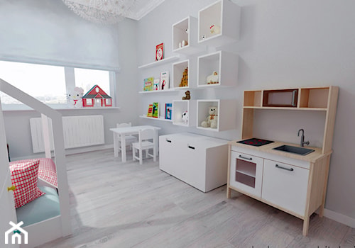 Mieszkanie na Żoliborzu 71m2 - Średni szary pokój dziecka dla dziecka dla chłopca dla dziewczynki, styl skandynawski - zdjęcie od Hokum Architekci