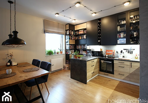 Loftowe mieszkanie dla rodziny, 67m2 - Kuchnia, styl industrialny - zdjęcie od Hokum Architekci