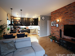 Loftowe mieszkanie dla rodziny, 67m2 - Salon, styl industrialny - zdjęcie od Hokum Architekci