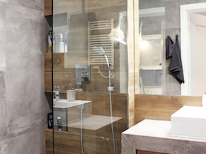 Przytulne mieszkanie, 73m2 - Mała bez okna z lustrem łazienka, styl skandynawski - zdjęcie od Hokum Architekci