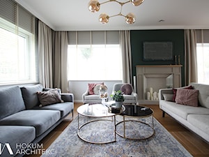 Dom pod Łodzią 260m2 - Salon, styl glamour - zdjęcie od Hokum Architekci