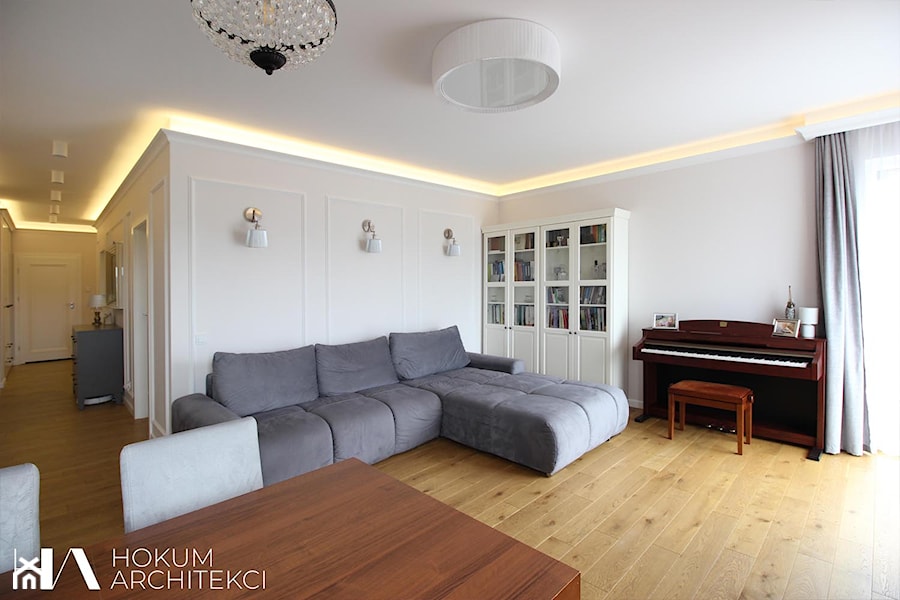 Apartament dla rodziny, 92m2 - Salon, styl tradycyjny - zdjęcie od Hokum Architekci