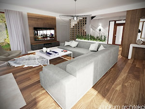 Dom pod Warszawą 400m2 - Salon, styl nowoczesny - zdjęcie od Hokum Architekci