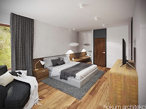 Dom pod Warszawą 400m2 - Duża szara sypialnia, styl nowoczesny - zdjęcie od Hokum Architekci