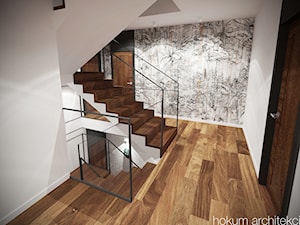 Dom pod Warszawą 400m2 - Średni biały czarny hol / przedpokój, styl nowoczesny - zdjęcie od Hokum Architekci