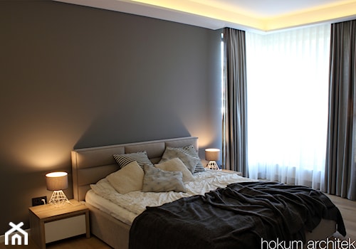 Dom nowoczesny 300m2 - Średnia szara sypialnia, styl nowoczesny - zdjęcie od Hokum Architekci