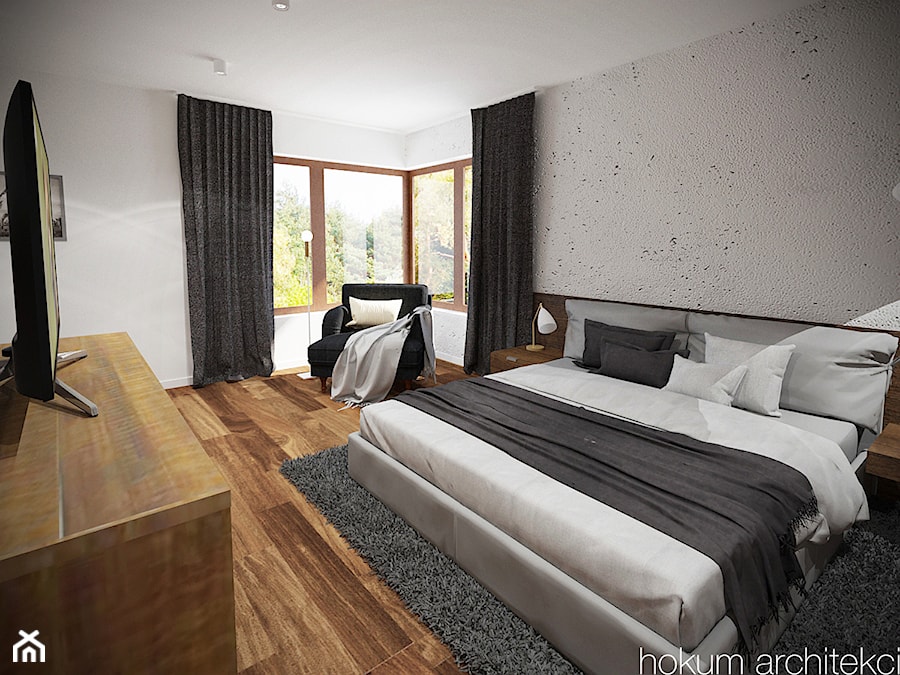 Dom pod Warszawą 400m2 - Średnia biała sypialnia, styl nowoczesny - zdjęcie od Hokum Architekci
