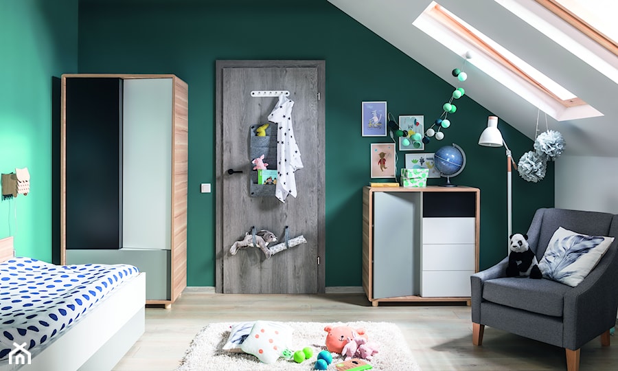 Inspiracje - Średni biały zielony pokój dziecka dla dziecka dla nastolatka dla chłopca, styl nowoczesny - zdjęcie od PORTA DRZWI