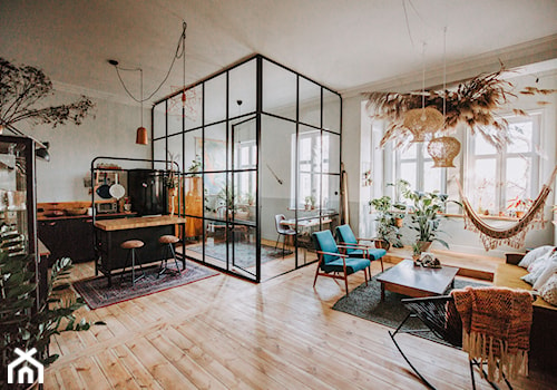 Konkurs O!Twórz Mieszkanie - Duży szary salon z kuchnią z jadalnią, styl nowoczesny - zdjęcie od PORTA DRZWI