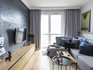 Konkurs O!Twórz Mieszkanie - Średni szary salon z tarasem / balkonem, styl nowoczesny - zdjęcie od PORTA DRZWI