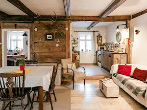Konkurs O!Twórz Mieszkanie - Średni szary salon z kuchnią z jadalnią, styl rustykalny - zdjęcie od PORTA DRZWI