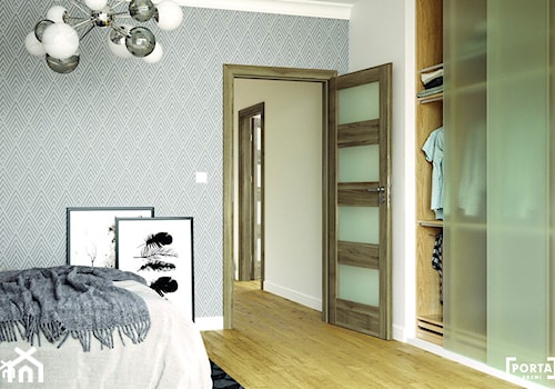 Inspiracje - Mała biała szara sypialnia, styl nowoczesny - zdjęcie od PORTA DRZWI
