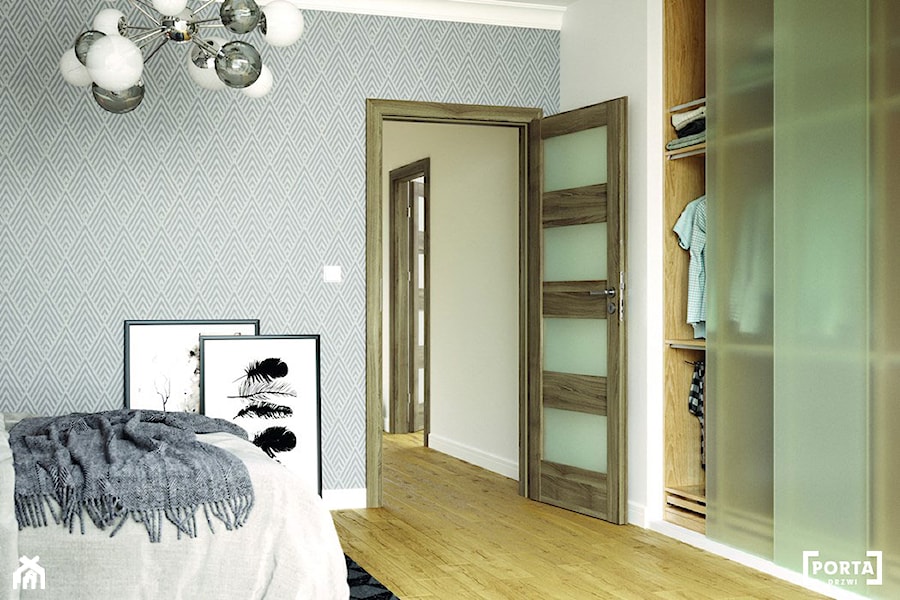 Inspiracje - Mała biała szara sypialnia, styl nowoczesny - zdjęcie od PORTA DRZWI