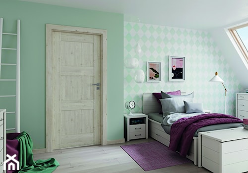 Inspiracje - Średni biały zielony pokój dziecka dla nastolatka dla dziewczynki, styl tradycyjny - zdjęcie od PORTA DRZWI