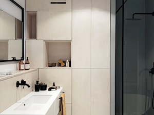 Konkurs O!Twórz Mieszkanie - Mała bez okna z lustrem z punktowym oświetleniem łazienka, styl minimalistyczny - zdjęcie od PORTA DRZWI
