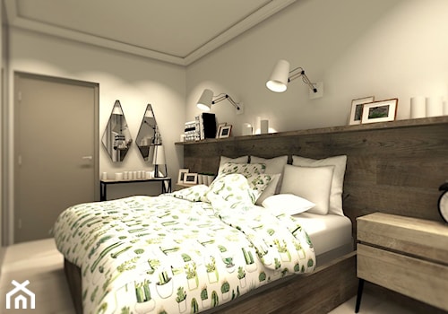 MIESZKANIE MŁODEGO MAŁŻEŃSTWA - Mała szara sypialnia, styl skandynawski - zdjęcie od KRET'''KA PRACOWNIA PROJEKTOWA