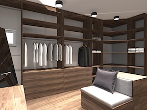 DOM ZE SKOSAMI W SUROWYM KLIMACIE - Duża garderoba oddzielne pomieszczenie, styl minimalistyczny - zdjęcie od KRET'''KA PRACOWNIA PROJEKTOWA
