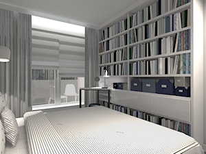 MIESZKANIE W JASNEJ PALECIE - Mała szara sypialnia, styl nowoczesny - zdjęcie od KRET'''KA PRACOWNIA PROJEKTOWA