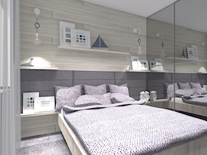 MIESZKANIE W SZCZECIŃSKIM KLIMACIE - Mała beżowa szara sypialnia, styl skandynawski - zdjęcie od KRET'''KA PRACOWNIA PROJEKTOWA