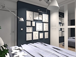 BIEL CEGŁA I GRANAT - MIESZKANIE W PONADCZASOWEJ PALECIE BARW - Mała biała czarna sypialnia, styl minimalistyczny - zdjęcie od KRET'''KA PRACOWNIA PROJEKTOWA