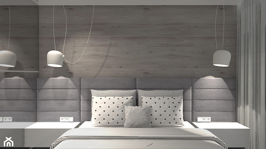 MIESZKANIE W JASNEJ PALECIE - Średnia beżowa sypialnia, styl minimalistyczny - zdjęcie od KRET'''KA PRACOWNIA PROJEKTOWA