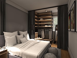 MIESZKANIE W KAMIENICY - Średnia szara sypialnia z garderobą, styl nowoczesny - zdjęcie od KRET'''KA PRACOWNIA PROJEKTOWA