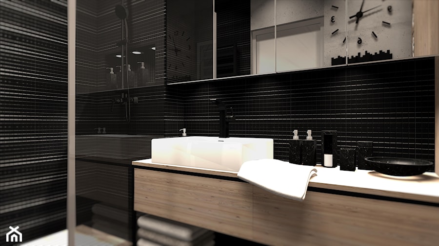 MIESZKANIE W MĘSKIM STYLU - Średnia łazienka, styl industrialny - zdjęcie od KRET'''KA PRACOWNIA PROJEKTOWA