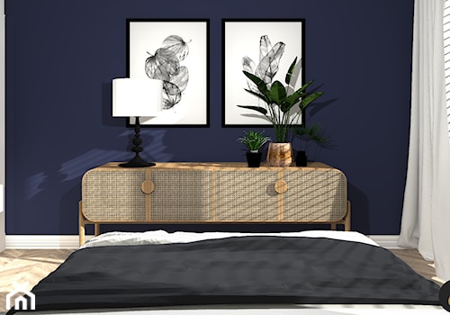 Welur w sypialni - Mała biała czarna sypialnia, styl nowoczesny - zdjęcie od Archistan