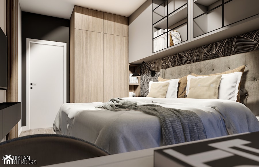 Comfy Bedroom - Średnia czarna z biurkiem sypialnia, styl nowoczesny - zdjęcie od Archistan