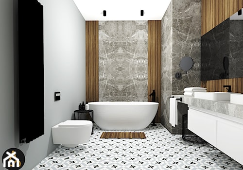 Salon kąpielolwy - Duża bez okna z punktowym oświetleniem łazienka, styl nowoczesny - zdjęcie od Archistan