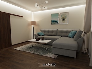 Projekt salonu z kominkiem - ma.terio INTERIORS - zdjęcie od materio INTERIORS