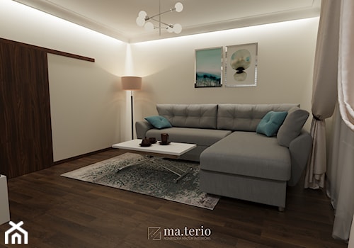 Projekt salonu z kominkiem - ma.terio INTERIORS - zdjęcie od materio INTERIORS