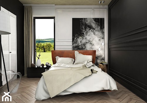 Dom Przodkowo - modern classic - Średnia czarna szara sypialnia, styl nowoczesny - zdjęcie od Studio 23A