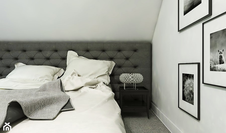 Dom Gdańsk Osowa 2 - Mała szara sypialnia na poddaszu, styl nowoczesny - zdjęcie od Studio 23A