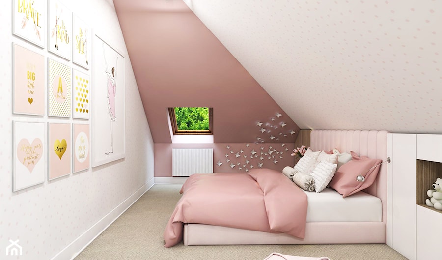 Dom Gdańsk Osowa 2 - Mały beżowy różowy pokój dziecka dla dziecka dla nastolatka dla dziewczynki, styl nowoczesny - zdjęcie od Studio 23A