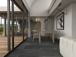 Minimalistycznie - dom Wejherowo - Duża biała jadalnia jako osobne pomieszczenie, styl minimalistyczny - zdjęcie od Studio 23A