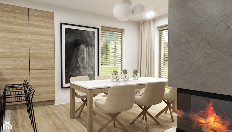 Dom Tczew - Średnia biała jadalnia jako osobne pomieszczenie, styl nowoczesny - zdjęcie od Studio 23A