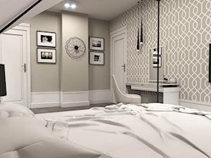 Dom w Kosówce - eklektycznie klasyczny - Średnia beżowa biała sypialnia na poddaszu, styl nowoczesny - zdjęcie od Studio 23A