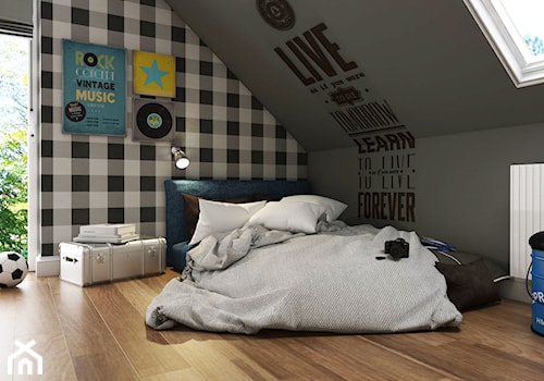 Dom Gdynia - Mały czarny szary pokój dziecka dla dziecka dla nastolatka dla chłopca dla dziewczynki, styl industrialny - zdjęcie od Studio 23A
