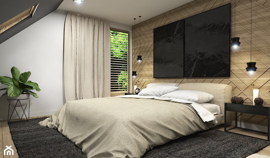 Dom Tczew - Duża czarna szara sypialnia, styl nowoczesny - zdjęcie od Studio 23A