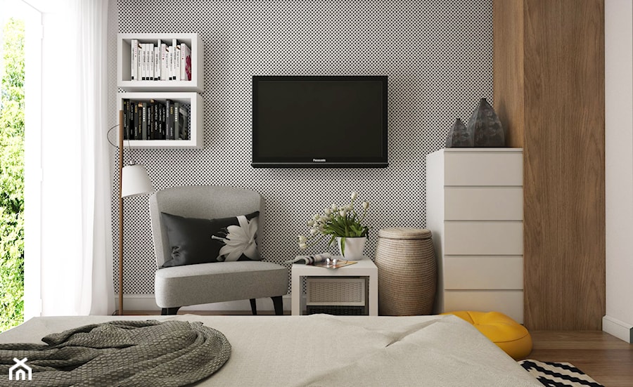 Dom Gdynia - Średnia biała sypialnia, styl industrialny - zdjęcie od Studio 23A