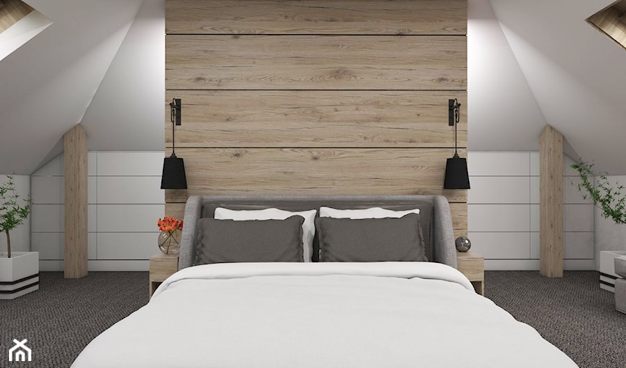Dom w Pigwowcach - Średnia biała sypialnia na poddaszu, styl nowoczesny - zdjęcie od Studio 23A