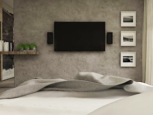 Dom w Miszewku - Średnia biała czarna szara sypialnia, styl industrialny - zdjęcie od Studio 23A