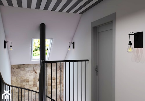 Dom Gdynia - Średni beżowy biały hol / przedpokój, styl industrialny - zdjęcie od Studio 23A