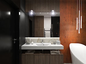 Dom Przodkowo - modern classic - Mała bez okna z lustrem z marmurową podłogą łazienka, styl nowoczesny - zdjęcie od Studio 23A