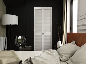 Dom Przodkowo - modern classic - Średnia biała czarna szara z panelami tapicerowanymi sypialnia, styl nowoczesny - zdjęcie od Studio 23A