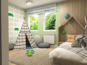 Dom Merano Park Gdynia - Średni szary zielony pokój dziecka dla dziecka dla chłopca dla dziewczynki, styl nowoczesny - zdjęcie od Studio 23A