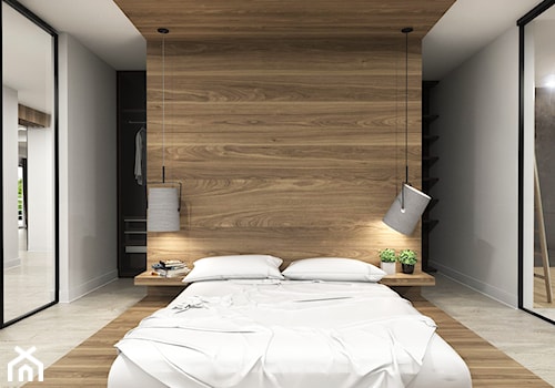 Apartament Iława - Duża biała sypialnia z garderobą, styl nowoczesny - zdjęcie od Studio 23A