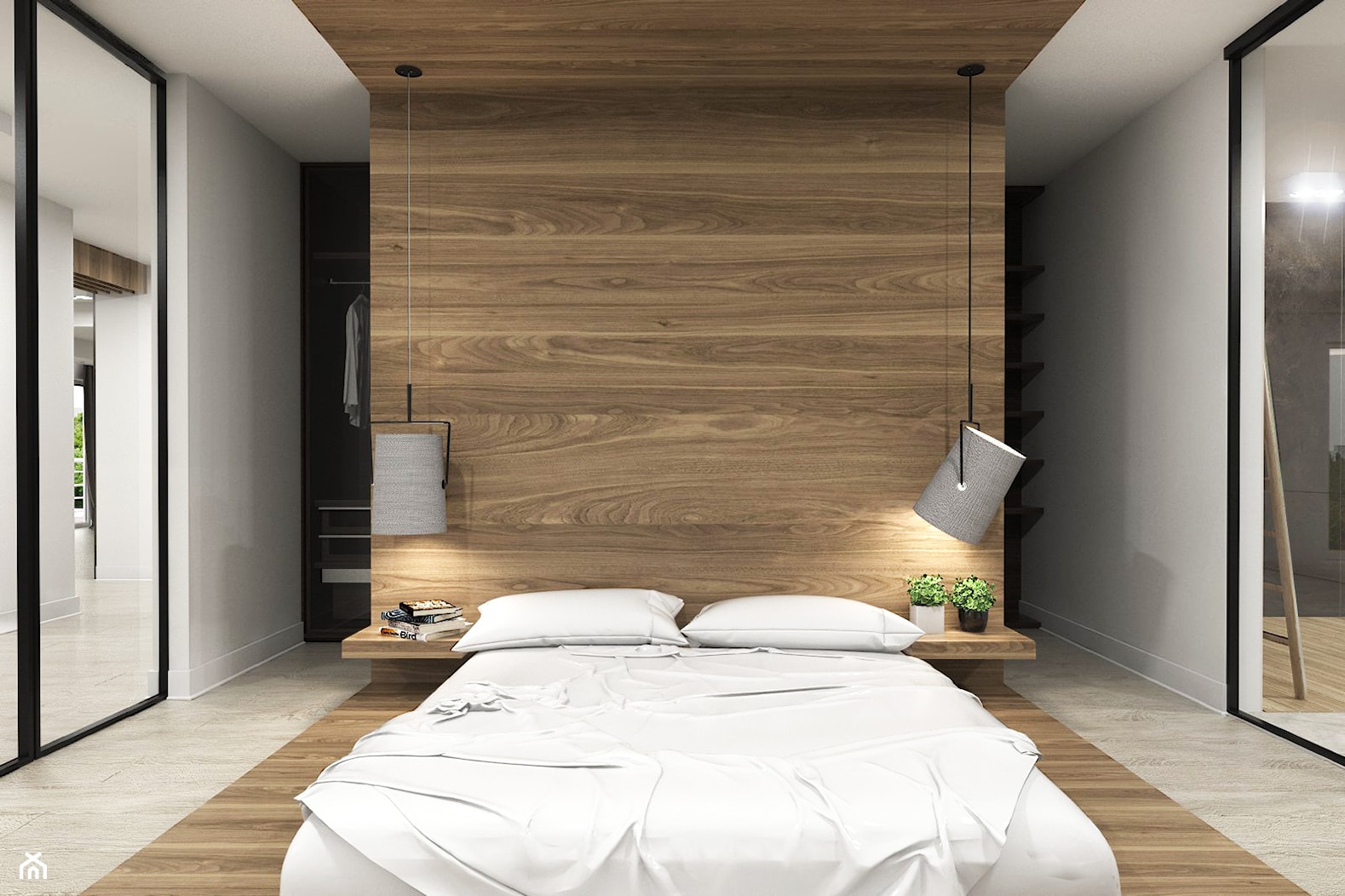 Apartament Iława - Duża biała sypialnia z garderobą, styl nowoczesny - zdjęcie od Studio 23A - Homebook