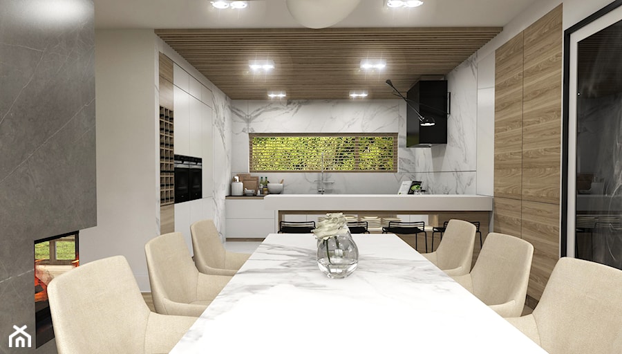 Dom Tczew - Średnia beżowa jadalnia jako osobne pomieszczenie, styl nowoczesny - zdjęcie od Studio 23A